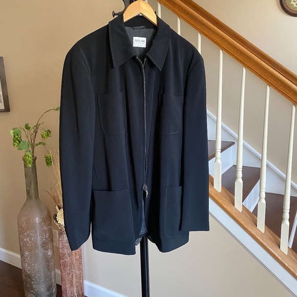 Armani Collezioni Y2K Vintage Jacket 2-Way Zipper Blouson Black Size 42R - Picture 2 of 16